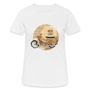 kickstart schwalbe simson ddr vintage - Frauen T-Shirt atmungsaktiv - Weiß - Vorne - AI Model Female 172 dark (172cm)
