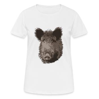 Wild Boar - Wildschwein - Keiler - Frauen T-Shirt atmungsaktiv - Weiß - Vorne - AI Model Female 172 dark (172cm)