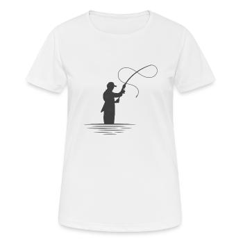Angeln Fliegenfischen - Frauen T-Shirt atmungsaktiv - Weiß - Vorne - AI Model Female 172 dark (172cm)