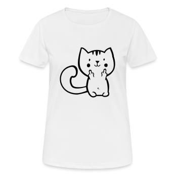 Fuck off kitty - cat finger - Cat - Kitty - Women's Breathable T-Shirt - white - Front - AI Model Female 172 dark (172cm)
