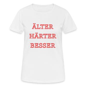 Typisch Mann, älter härter besser - Frauen T-Shirt atmungsaktiv - Weiß - Vorne - AI Model Female 172 dark (172cm)