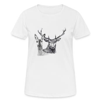Roe deer and deer - Women's Breathable T-Shirt - white - Front - AI Model Female 172 dark (172cm)