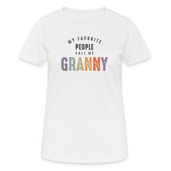 Mes gens préférés m’appellent Mamie - Grand-mère Maman - T-shirt respirant Femme - blanc - Devant - AI Model Female 172 dark (172cm)