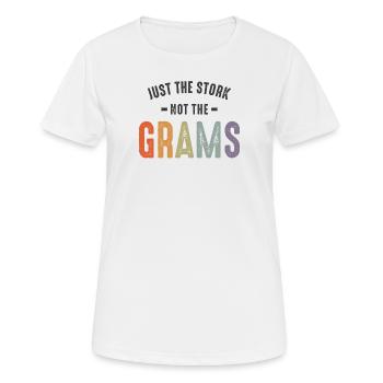 Nur der Storch, nicht die Gramm - Oma Mama - Frauen T-Shirt atmungsaktiv - Weiß - Vorne - AI Model Female 172 dark (172cm)