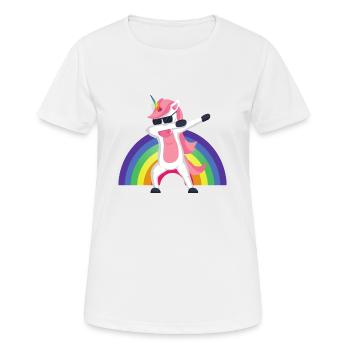 Einhorn Dab, Dabbendes Einhorn, DAB, Regenbogen - Frauen T-Shirt atmungsaktiv - Weiß - Vorne - AI Model Female 172 dark (172cm)
