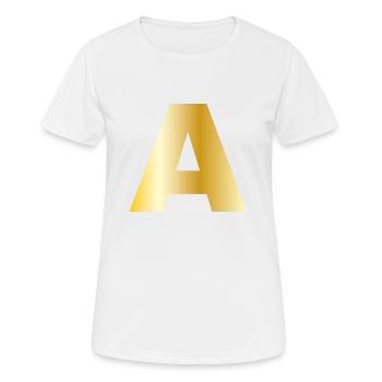 Letter A Gold Text - Women's Breathable T-Shirt - white - Front - AI Model Female 172 dark (172cm)