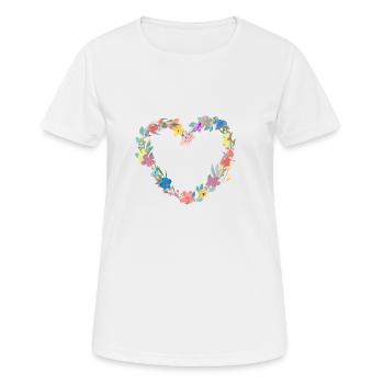 Blumen Herz - Frauen T-Shirt atmungsaktiv - Weiß - Vorne - AI Model Female 172 dark (172cm)