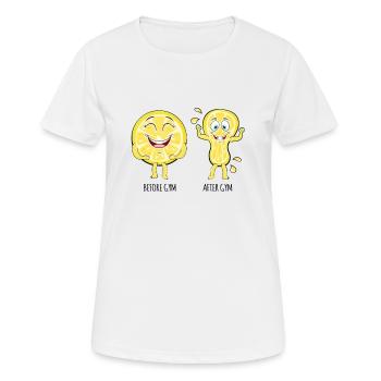 Vor dem Fitnessstudio Nach dem Fitnessstudio Zitrone - Frauen T-Shirt atmungsaktiv - Weiß - Vorne - AI Model Female 172 dark (172cm)