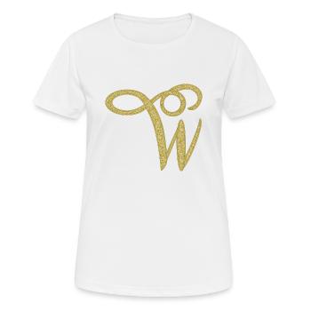 Alphabet W - gold, letter, alphabet, monogram - Women's Breathable T-Shirt - white - Front - AI Model Female 172 dark (172cm)