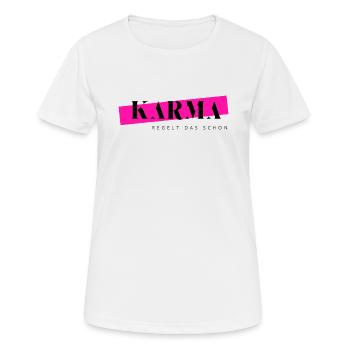 Le karma s’en occupe déjà - T-shirt respirant Femme - blanc - Devant - AI Model Female 172 dark (172cm)