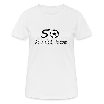 50. Geburtstag Fußball Shirt - Frauen T-Shirt atmungsaktiv - Weiß - Vorne - AI Model Female 172 dark (172cm)