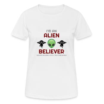 Es dreht sich alles um die Aliens, Aliens, Aliens Hoodies, - Frauen T-Shirt atmungsaktiv - Weiß - Vorne - AI Model Female 172 dark (172cm)