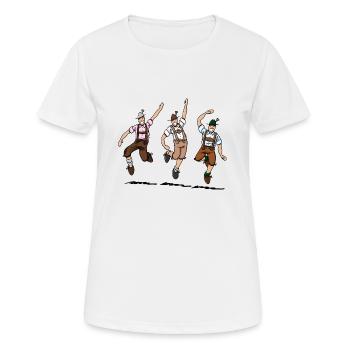 Three Dancing Lederhosen Men - Women's Breathable T-Shirt - white - Front - AI Model Female 172 dark (172cm)