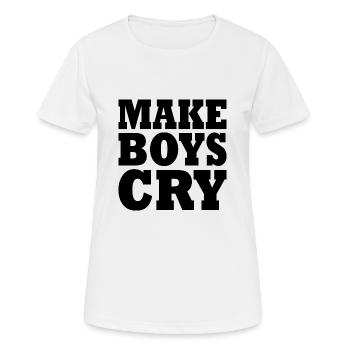 Make boys cry - Frauen T-Shirt atmungsaktiv - Weiß - Vorne - AI Model Female 172 dark (172cm)