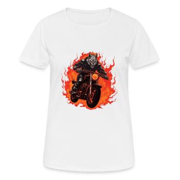 Moto Motard Wolf Flame - T-shirt respirant Femme - blanc - Devant - AI Model Female 172 dark (172cm)