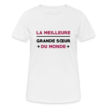Soeur / Sœur / Sœurette / Soeur / Naissance - T-shirt respirant Femme - blanc - Devant - AI Model Female 172 dark (172cm)