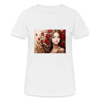 fille à la rose rouge - T-shirt respirant Femme - blanc - Devant - AI Model Female 172 dark (172cm)