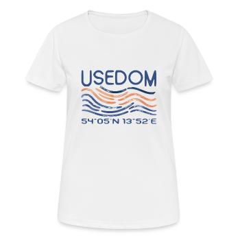 Usedom Baltic Sea Island Sea GPS coordinates - Women's Breathable T-Shirt - white - Front - AI Model Female 172 dark (172cm)
