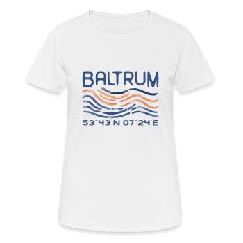 Baltrum GPS Koordinaten Nordsee Insel Meer - Frauen T-Shirt atmungsaktiv - Weiß - Vorne - AI Model Female 172 dark (172cm)