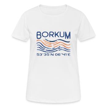 Borkum GPS Koordinaten Nordsee Insel Leuchtturm - Frauen T-Shirt atmungsaktiv - Weiß - Vorne - AI Model Female 172 dark (172cm)