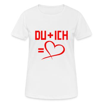 Du plus Ich gleich Herz Liebe Romantisch - Frauen T-Shirt atmungsaktiv - Weiß - Vorne - AI Model Female 172 dark (172cm)