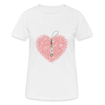 Glittering Pink Heart with Pendant Rhinestone Girly - Women's Breathable T-Shirt - white - Front - AI Model Female 172 dark (172cm)