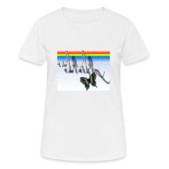 tibetische Calligraphy Schmetterling Design - Frauen T-Shirt atmungsaktiv - Weiß - Vorne - AI Model Female 172 dark (172cm)