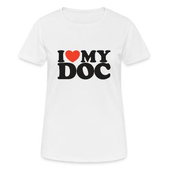 I Love My doc Chemise coeur - T-shirt respirant Femme - blanc - Devant - AI Model Female 172 dark (172cm)