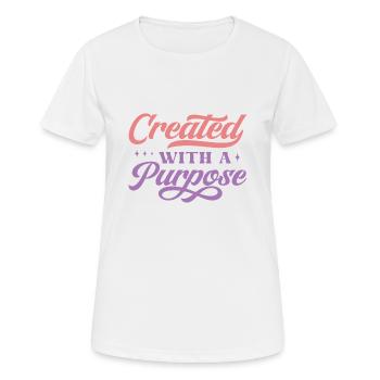 Créé dans un but précis - T-shirt respirant Femme - blanc - Devant - AI Model Female 172 dark (172cm)