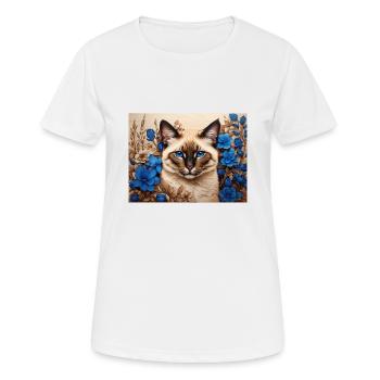 Katzenblaue Blumen - Frauen T-Shirt atmungsaktiv - Weiß - Vorne - AI Model Female 172 dark (172cm)