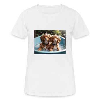 dogs bathing - Women's Breathable T-Shirt - white - Front - AI Model Female 172 dark (172cm)