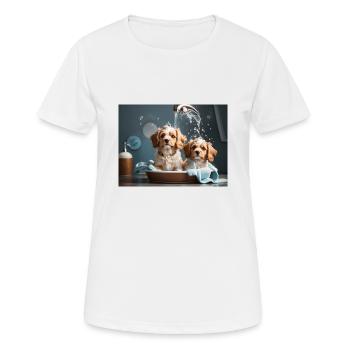 Dogs bathing - Women's Breathable T-Shirt - white - Front - AI Model Female 172 dark (172cm)