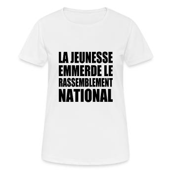 la jeunesse emmerde le rassemblement national - T-shirt respirant Femme - blanc - Devant - AI Model Female 172 dark (172cm)