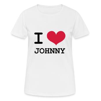 Ich liebe Johnny! - Frauen T-Shirt atmungsaktiv - Weiß - Vorne - AI Model Female 172 dark (172cm)