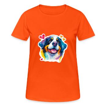 Bouvier bernois joyeux – style pop aquarelle - T-shirt respirant Femme - orange néon - Devant - AI Model Female 172 dark (172cm)