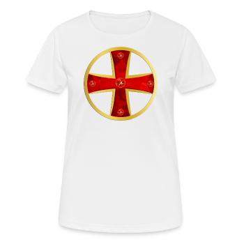 Templar Cross Gold + Gems - Women's Breathable T-Shirt - white - Front - AI Model Female 172 dark (172cm)