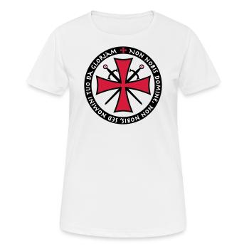 TemplerKreuz Non Nobis Domine Crusader Ritterkreuz - Women's Breathable T-Shirt - white - Front - AI Model Female 172 dark (172cm)