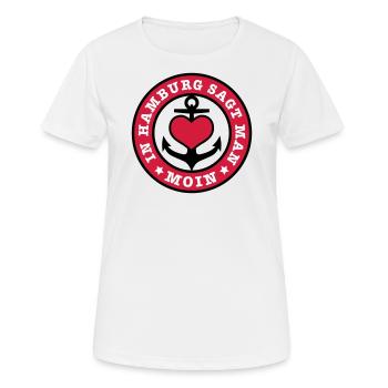 A Hambourg, ils disent MOIN / ancre / bas-allemand - T-shirt respirant Femme - blanc - Devant - AI Model Female 172 dark (172cm)