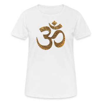Goldenes Om Zeichen | Mandala - Frauen T-Shirt atmungsaktiv - Weiß - Vorne - AI Model Female 172 dark (172cm)