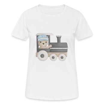 cute bear on the train - Women's Breathable T-Shirt - white - Front - AI Model Female 172 dark (172cm)
