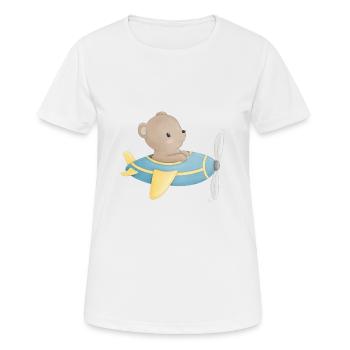 Bär im Flugzeug - Frauen T-Shirt atmungsaktiv - Weiß - Vorne - AI Model Female 172 dark (172cm)