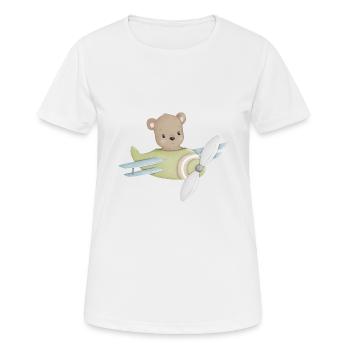 Ours dans l’avion - T-shirt respirant Femme - blanc - Devant - AI Model Female 172 dark (172cm)