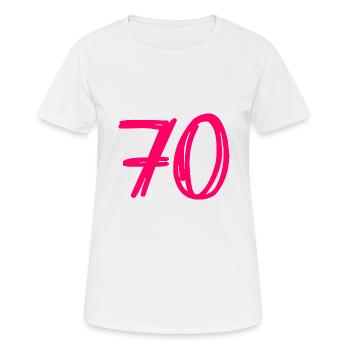 70 ANS. 70e ANNIVERSAIRE. ANNIVERSAIRE 70 ANS. 70 - T-shirt respirant Femme - blanc - Devant - AI Model Female 172 dark (172cm)