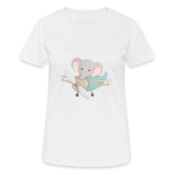 Elefant im Flugzeug - Frauen T-Shirt atmungsaktiv - Weiß - Vorne - AI Model Female 172 dark (172cm)