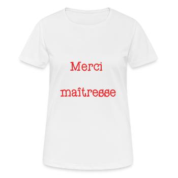 MERCI. MAÎTRESSE. MAÎTRE. MERCI MAÎTRESSE. MAITRE - T-shirt respirant Femme - blanc - Devant - AI Model Female 172 dark (172cm)