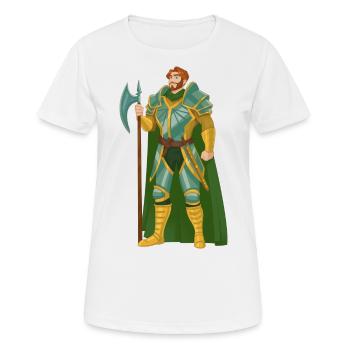 Guerrier Cheveux Roux Or Vert Chevalier Moyen Âge - T-shirt respirant Femme - blanc - Devant - AI Model Female 172 dark (172cm)
