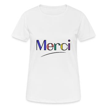 MERCI. MAÎTRESSE. MAÎTRE. MERCI MAÎTRESSE - T-shirt respirant Femme - blanc - Devant - AI Model Female 172 dark (172cm)