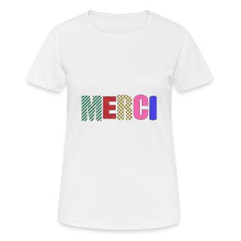 MERCI - T-shirt respirant Femme - blanc - Devant - AI Model Female 172 dark (172cm)