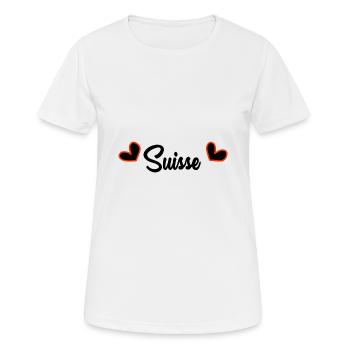 SCHWEIZ. LAND. GENF. SCHWEIZ. HUMOR. LAND - Frauen T-Shirt atmungsaktiv - Weiß - Vorne - AI Model Female 172 dark (172cm)