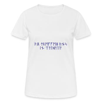 Wir treffen uns in Valhalla Runen Schrift Germanen - Frauen T-Shirt atmungsaktiv - Weiß - Vorne - AI Model Female 172 dark (172cm)